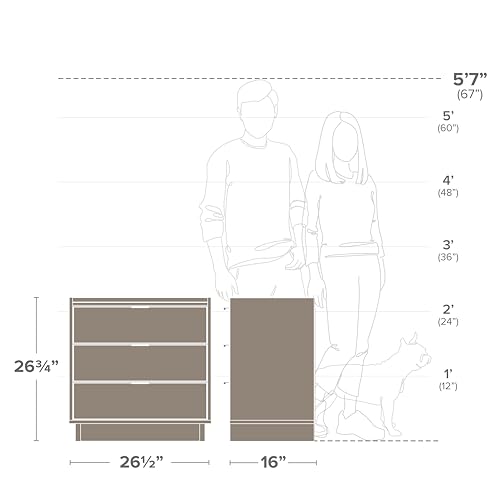 Prepac Simply Modern Nightstand Bedside Table, White Nightstand for Bedroom, End Table with 3 Drawers 26.5" W x 26.75" H x 16" D Prepac