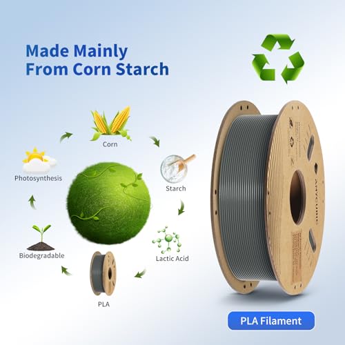 ANYCUBIC PLA 3D Printer Filament, RFID 3D Printing PLA Filament 1.75mm Dimensional Accuracy +/- 0.02mm, 1KG Spool (2.2 lbs), Texture Grey ANYCUBIC