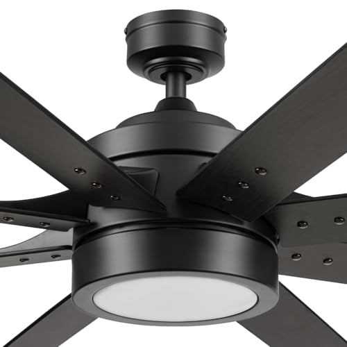 Honeywell Ceiling Fans Xerxes Modern 62 Inch Ceiling Fan with Light, Remote Control Fan, LED Indoor Fan with 8 Blades, Matte Black and Ash Blade Finish Options, Matte Black (51473-01) Honeywell