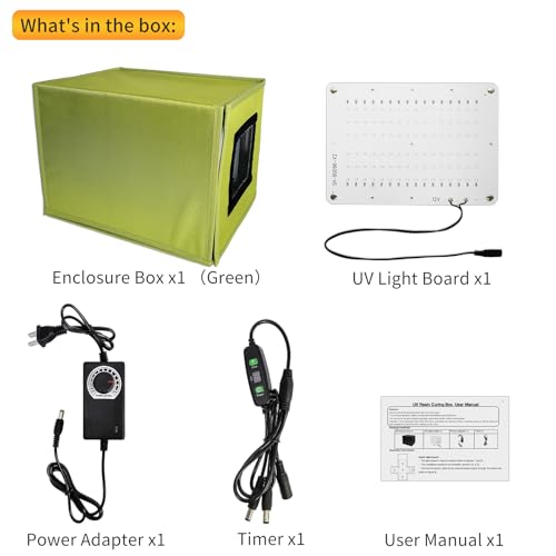 Resin UV Curing Box with Timer, 395nm UV LED Lights with 96 Lamp Beads, Upgraded Larger Size UV Curing Light Station, Adjustable Light Brightness, for SLA/DLP/LCD 3D Printer Solidify DIY Curing Makacces