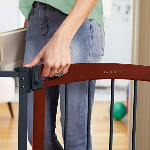 Summer Infant Essex Craft Safety Baby Gate,Solid Wood Cherry Stain Arched Doorway,Charcoal Gray Metal Frame-30” Tall, Fits Openings up to 28” to 42” Wide, Baby and Pet Gate for Doorways and Stairways Summer Infant