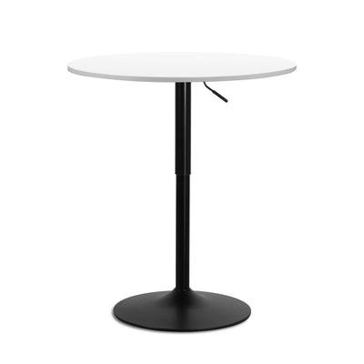 MoNiBloom Bar Table Kitchen Dining Table High Top Table for Home Balcony Indoor Outdoor Bistro Table 27.5''- 36" Height-Adjustable Round Cocktail Table, White,Silver