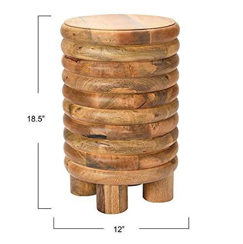 Creative Co-Op Dossier Vintage-Inspired Solid Wood Flat top for use, Natural Finish Stool/End Table Creative Co-Op