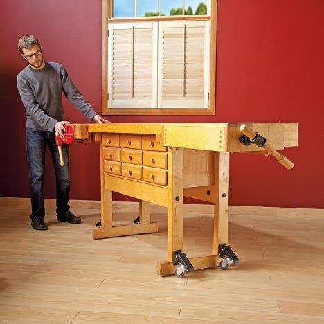 Rockler Workbench Casters (Pack of 4, Satin Black) - Industrial Casters w/Easy-Spin 2-3/8” Wheels - Durable Steel Heavy Duty Casters Set of 4 - Kit includes Mounting Screws for Easy Installation ROCKLER