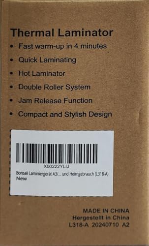 Bonsaii 13 Inch Laminator Machine with Never Jam Technology, Laminator Machine 11x17 Inch with Laminating Sheets, Laminating Machine for Home, Office, and Classroom Organization Supplies - L318-A bonsaii