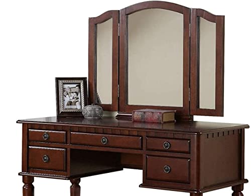 Bobkona F4071 St. Croix Collection Vanity Set with Stool, Cherry Poundex