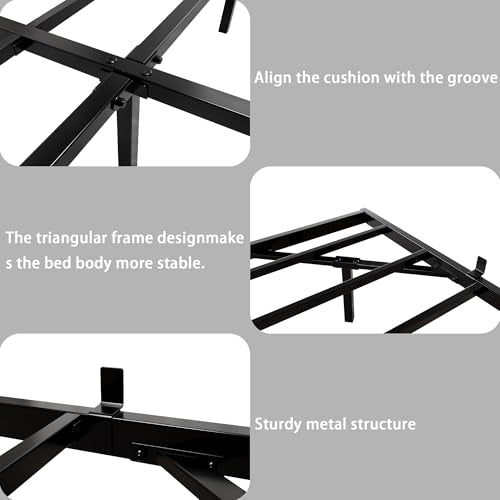 Floating Queen Bed Frame with Headboard and Storage,Metal Platform Bed Frame Queen Size with Charging Port and LED Lights,No Box Spring Needed,Easy Assembly,Noise Free,Heavy Duty Black Bed Frame SOLACECASA