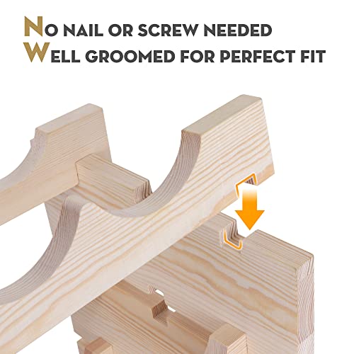 Smartxchoices Stackable Modular Wine Rack 96 Bottle Wooden Wine Storage Rack Freestanding Wine Holder Display Shelves, Wobble-Free, Solid Wood, Smartxchoices