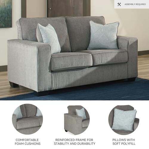 Signature Design by Ashley Altari Modern Loveseat with 2 Accent Pillows, Light Gray Signature Design by Ashley