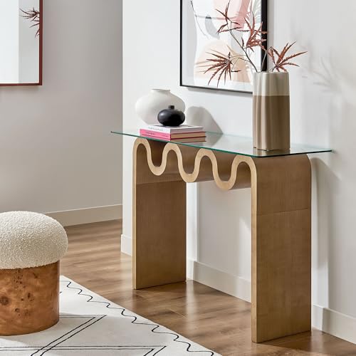Modway Ondine Glass Console Table in Natural Modway