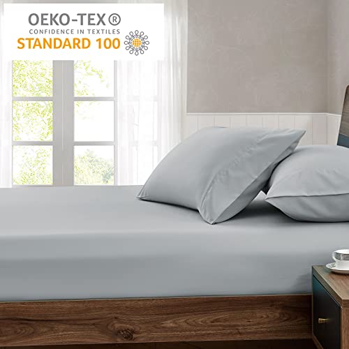 FreshCulture Twin XL Fitted Sheet Only 2 Pack - Hotel Quality Fitted Sheet - Ultra Soft & Breathable - Brushed Microfiber - Deep Pocket - Cooling Fitted Sheets for Twin XL Size Bed (Light Grey) FreshCulture