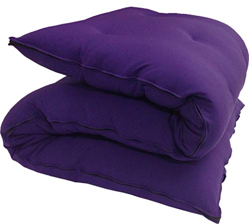 D&D Futon Furniture Queen Size Traditional Japanese Floor Rolling Mattresses, Cotton Batting/Foam/Polyester Batting, Shikifuton, Tatami, Mat 80 x 60 x 3 Thick, Purple D&D Futon Furniture