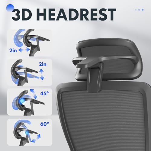 FLEXISPOT OC3 Cloud Ergonomic Office Chair with Footrest, Mesh Back Computer Chair, Home Office Desk Chairs, with Adjustable Lumbar Support/3D Headrest/Reliable Base, Elastic Foam Seat, Black, Cloud-F FLEXISPOT