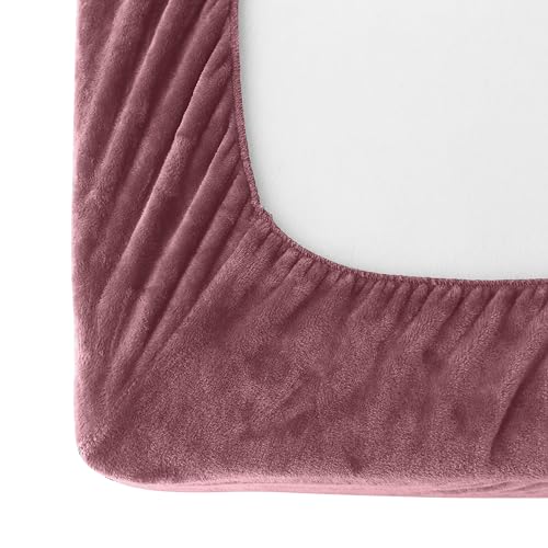 Elegant Comfort Luxuriously Soft 4-Piece Velvet Plush Flannel Sheet Set - Premium Quality - Cozy Warm, Anti-Static, Non Pilling Fuzzy Velvet Flannel Fleece Deep Pocket Sheet Set - Twin XL, Rose Elegant Comfort