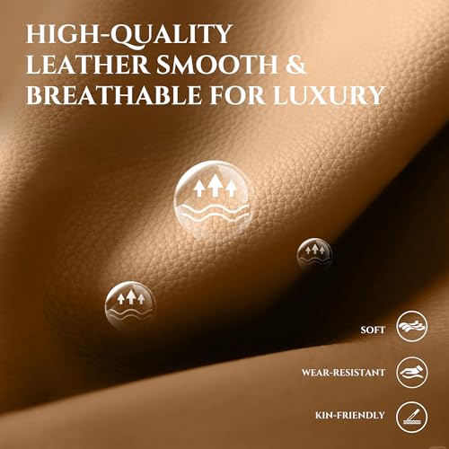 COLAMY 95" Oversized PU Leather Sofa, Comfy Sofa Couch with Extra Deep Seats, Wide Arm, Down Filled 3-Seater Sofa for Living Room, Apartment Lounge-Brown COLAMY