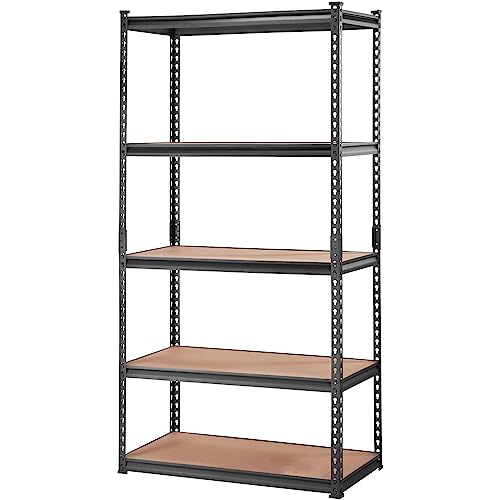 VEVOR Storage Shelving Unit, 5-Tier Adjustable, 2000 lbs Capacity, Heavy Duty Garage Shelves Metal Organizer Utility Rack, Black, 36" L x 18" W x 72" H for Kitchen Pantry Basement Bathroom Laundry VEVOR