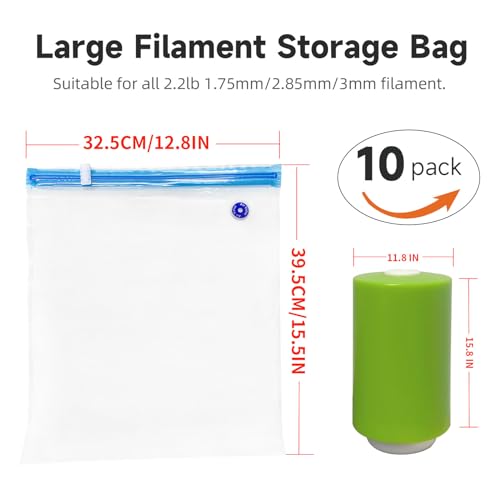 GIANTARM Filament Storage Bags Kit, 10pcs 0.26mm Filament Vacuum Bags with Electric Pump, 3D Printer Filament Storage, 39.5x32.5cm (No Battery) GIANTARM