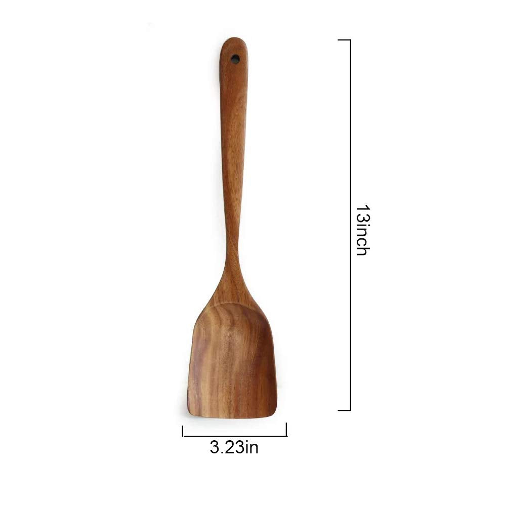 Mary Paxton Teak Kitchen Utensils,Wooden Spatula Turner Kitchenware Nonstick Pan Cookware Natural Utensils Handcrafted Cutlery Tool (wooden turner(13x3.23in)) Mary Paxton
