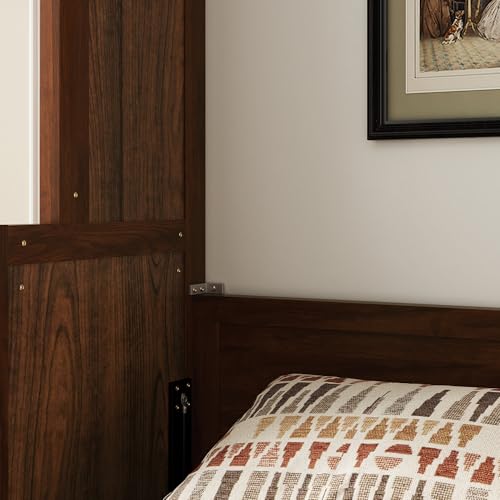 KEIKI Queen Size Murphy Bed with Desk, Horizontal Wood Wall Bed Cabinet with Gas Struts, Space-Saving Folding Bed for Bedroom, Living Room, Guest Room, Walnut KEIKI