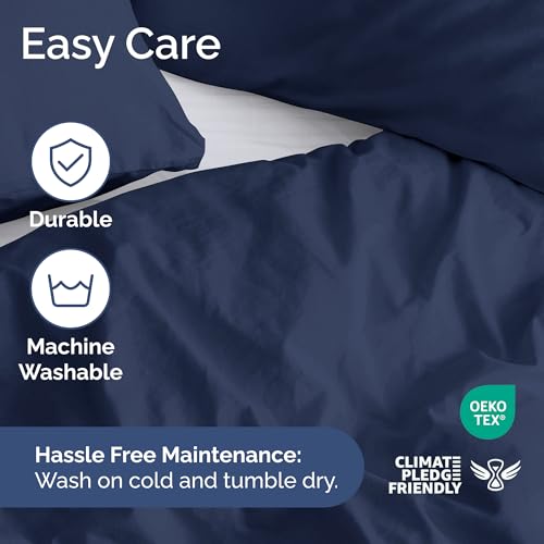 Navy Blue Duvet Cover Twin/Twin XL Size - Extra Soft Twin/Twin XL Size Duvet Cover - Lightweight, Comfy & Breathable - Easy Care with Zipper Closures & Ties - 68" x 90" Inches - Comforter Not Included CGK Unlimited