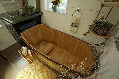 ALFI brand AB1148 59-Inch Free Standing Oak Wood Bath Tub with Chrome Tub Filler ALFI brand