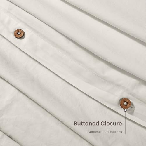 BIOWEAVES 100% Organic Washed Cotton Percale Weave Twin Duvet Cover Set | GOTS Certified Twin/Twin XL Duvet Cover & 1 Pillow Sham – 66x90 inches, Marshmallow BIOWEAVES