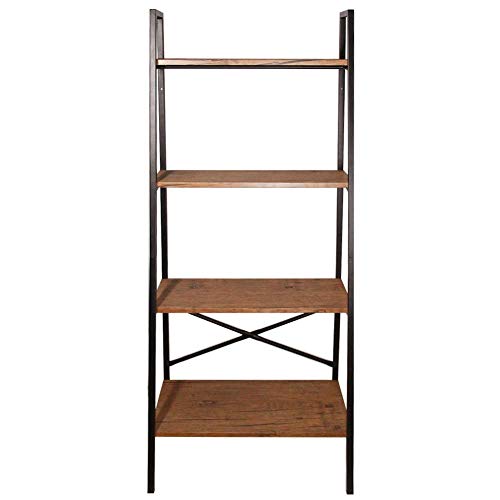 Blissun Ladder Shelf, 4-Tier Bookshelf, Storage Rack Shelf for Office, Bathroom, Living Room, Hazelnut Brown Blissun