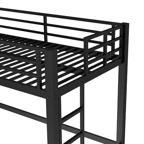 Bellemave Loft Bed Twin Size, Heavy Duty Loft Bed Frame with 2 Build in Ladder and Full Length Guardrail, Easy Assemble, Noise Free Design, No Box Spring Needed, Black Bellemave
