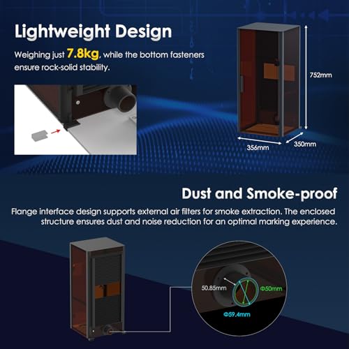 Cloudray Protective Cover Fiber Laser Enclosure 15.2"W x 29.6"H, Compatible with 500mm Lift Column Table, Safety Cover for Laser Engraver Cutter Machine Cloudray