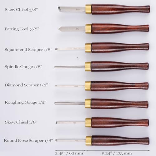 Woodworking HSS Wood Turning Tools Lathe Chisel Set of 8 pcs Mini with Wooden Box, Ideal for Pen Turning and Small Projects Urbansential
