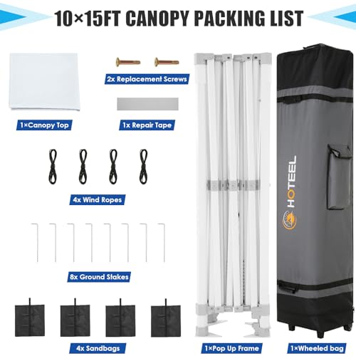HOTEEL 10x15 Heavy Duty Pop Up Canopy Tent for Parties Event Wedding Commercial Instant Canopy Portable Shelter Folding with Roller Bag, Waterproof UV Resistant, Upgraded Thick Hexagonal Legs, White Hoteel