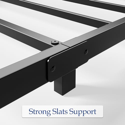YUSENHEEI 4 Inch Full Size Bed Frame, Heavy Duty Metal Platform Low Bed Frame Full, No Box Spring Needed, Noise Free, Easy Assembly, Black YUSENHEEI