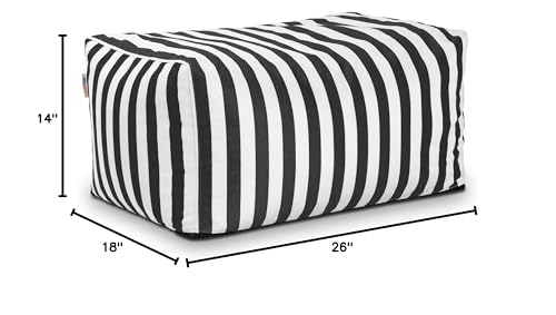 Jaxx Leon Outdoor Bean Bag Ottoman, Black & White Stripes Jaxx