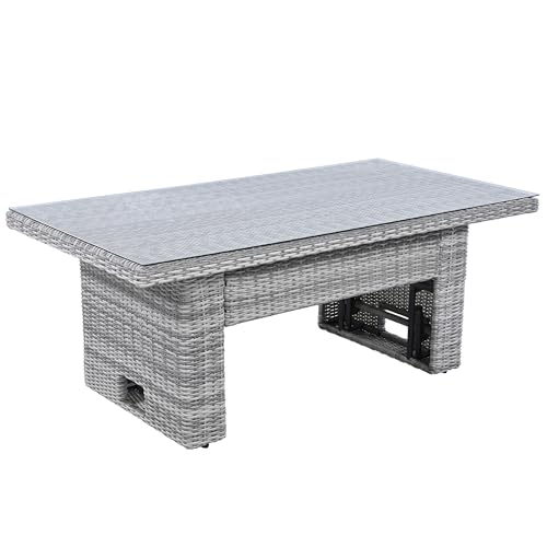 YOPTO 8-Piece Outdoor Furniture Couch Set,Rattan Patio Conversation Sectional Sofa Set with Adjustable Table,Recliners W/Extendable Side Tables & 2 Movable Ottomans,for Patio,Lawn,Backyard,Pool,Beige YOPTO