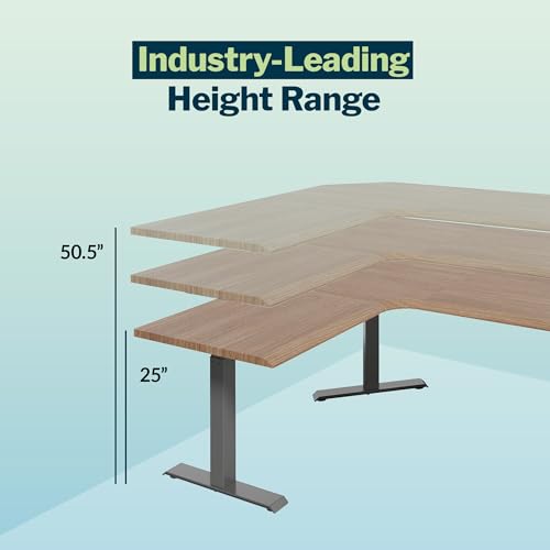 Vari ComfortEdge 80x60 L-Shape Electric Standing Desk – Height Adjustable Sit-Stand VariDesk for Corner Office with Reversible Left/Right Design + Walnut Top/Slate Legs (Ships in 3 Boxes) Vari