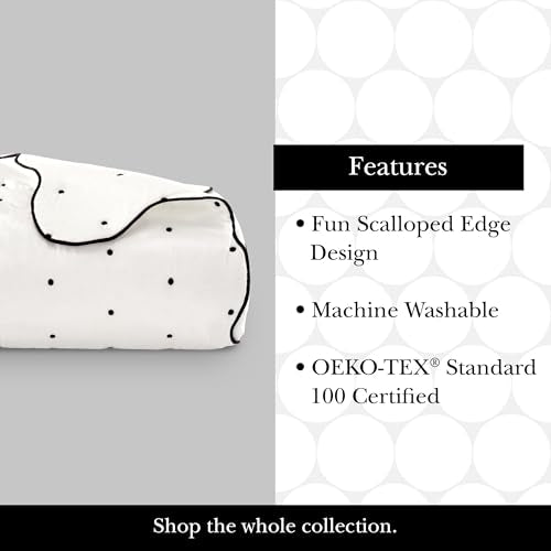 kate spade new york Scalloped Edge Euro Sham, 26" x 26" Decorative Pillow Cover, Single 100% Cotton Cover, Machine Washable, Marshmallow kate spade new york