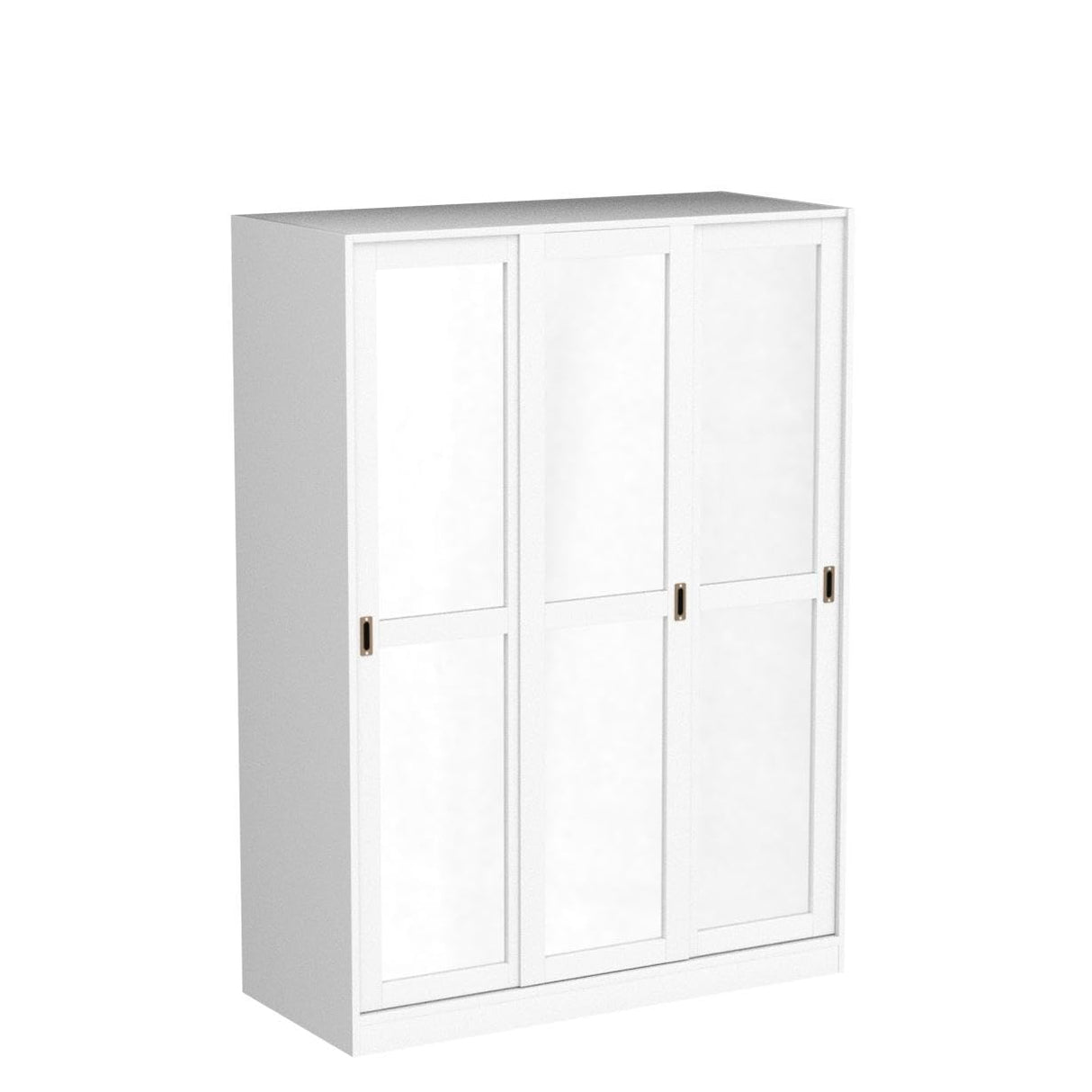 Palace Imports 100% Solid Wood White Wardrobe Closet System w/ 3 Sliding Mirrored Doors, 5 Shelves Included, 52" w x 72" h x 22.5" d, Renewable Eco-Friendly Wood, Made in Brazil Palace Imports