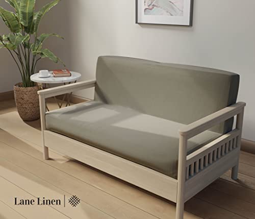 LANE LINEN Futon Covers Full Size, 100% Cotton Slipcovers, Full Size Mattress Cover for Futon Sofa Bed, Foldable Armless Sofa Cover, Zippered Couch Cover - Silver LANE LINEN