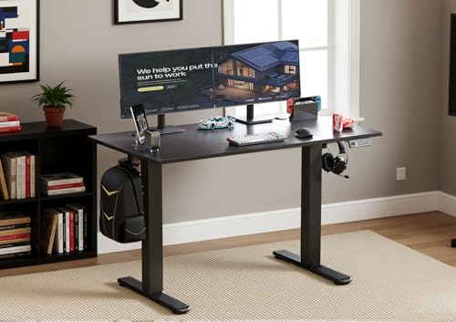 YDN Electric Standing Desk, Adjustable Height Stand up Desk, 48 x 24 Inches Sit Stand Home Office Desks, Black Frame/Black Top YDN