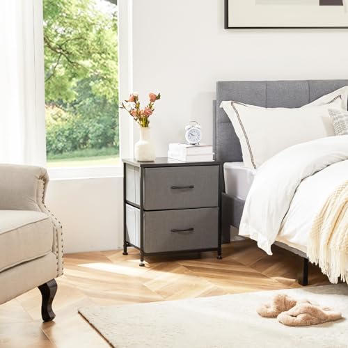 Sweetcrispy Nightstand with 2 Storage Drawers, 20" Height End Tabl Small e Bed Side Furniture, Wooden Top Fabric Cabinet Kids Night Stand Mini Dresser for Bedroom, Closet, Entryway, College Dorm Sweetcrispy