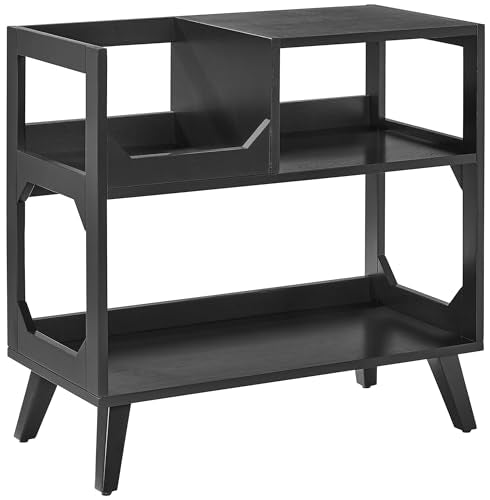 Crosley Furniture Asheville Mid-Century Modern Media Console Record Player Stand, Storage for Vinyl Records, Medium, Black Crosley Furniture