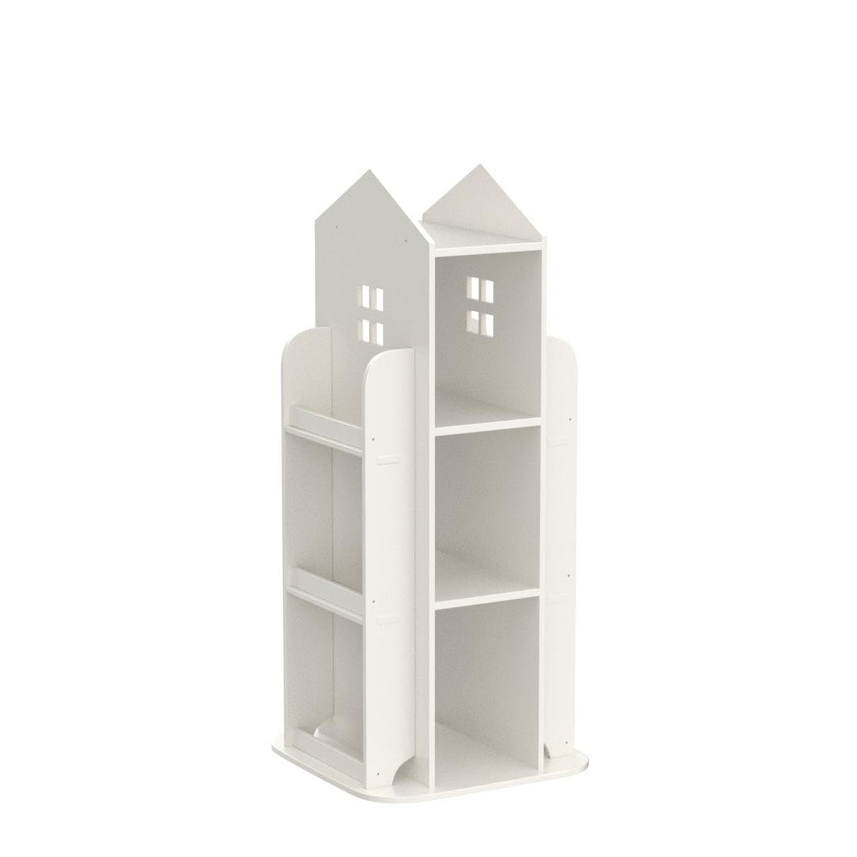Foriy 3-Tier Rotating Children's Bookshelf - 360° Floor Stand Book Organizer in White foriy