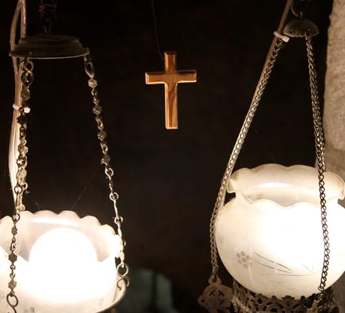 Wooden Cross Necklace, Christian gift, Faith Cross Pendant for the church and home Car Rearview Mirror Pendant, Olive wood from Bethlehem, Certificate of Origin, size 2.7" x 1.8" THE JERUSALEM GIFT SHOP SINCE 2004