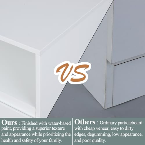 Gyfimoie 6 Drawer Double Dresser with Power Outlet, Accent Chests of Drawers with LED Light, Modern White Storage Dresser with Charging Station (Mirror Not Included) Gyfimoie