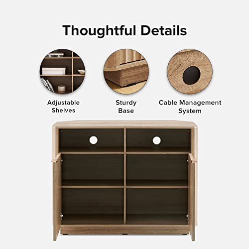 mopio Brooklyn Corner Storage Cabinet, Mid Century Modern Buffet, Entertainment Center, Storage Cabinet with Doors and Shelves, Media Cabinet for 55 mopio