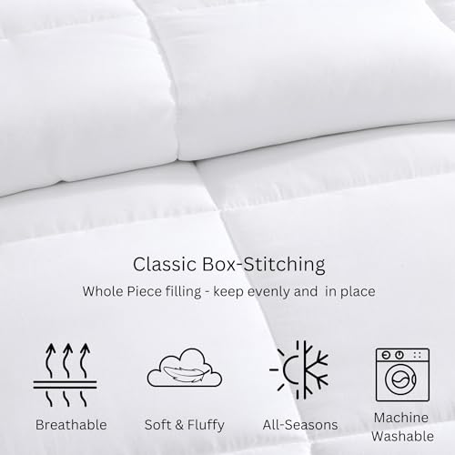 Casa Platino Quilted Bedding Comforter Twin Size - Duvet Insert with 8 Tabs - Super Soft, Comfy & Cozy All Season Twin Size Comforter - Down Alternative Bed Comforters - 66"x88", White Comforters Casa Platino