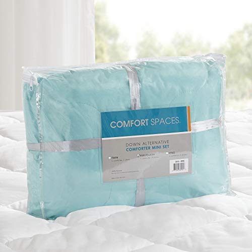 Comfort Spaces Vixie Reversible Comforter Set - Trendy Casual Geometric Quilted Cover, All Season Down Alternative Cozy Bedding, Matching Sham, Aqua/Gray, Full/Queen 3 piece Comfort Spaces