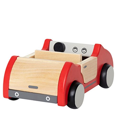 Hape Dollhouse Family Car | Wooden Dolls House Car Toy, Push Vehicle Accessory for Complete Doll House Furniture Set Red, L: 8.9, W: 3.5, H: 5.1 inch Hape