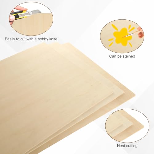 24Pcs 16 x 12 x 1/8 Inch Basswood Sheets, Unfinished Wood Boards, 3mm Basswood for Laser Cutting, Arts and Crafts, Painting, Wood Engraving, Architectural Models, Pyrography ACXFOND