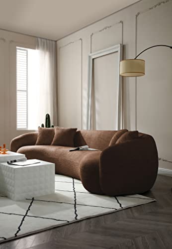 ERYE Modern 5 Seats Curved Sofa Oversized Teddy Fleece Boucle Sofa&Couch, Beautiful Freestanding Half-Moon Sofa Comfy Leisure Couch with 4 Big Pillows for Home Office Apartment Living Room ERYE